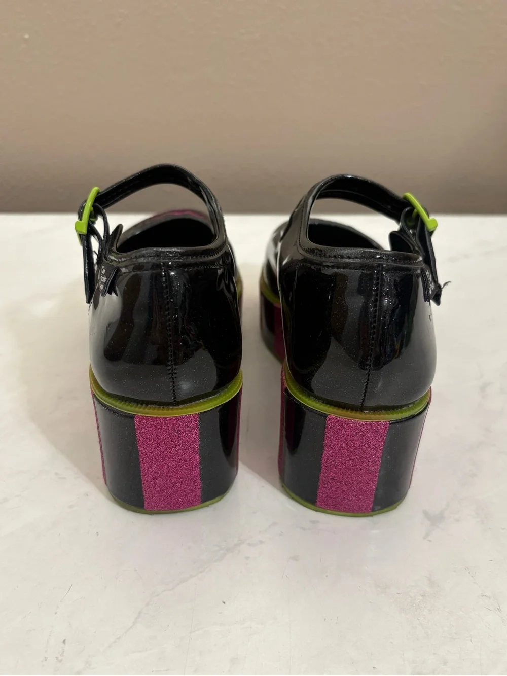 Hot Chocolate Design Sz 5 Black Green Toxic Halloween Sparkle Platform Mary Jane